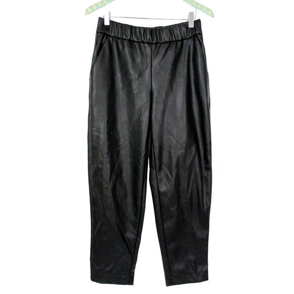 a new day Pants - A New Day Faux Leather Pants Womens Small 28x27 Vegan Stretch High Waist Baggy